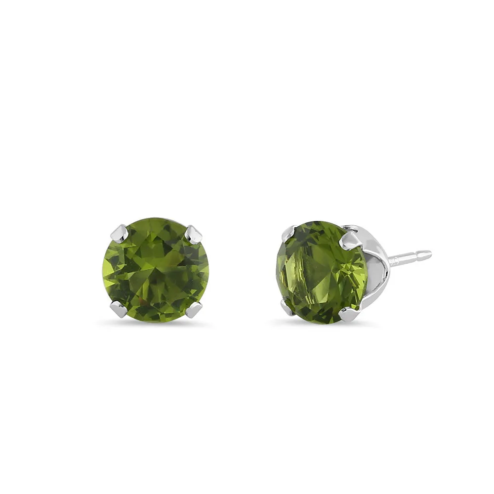 0.5ct Sterling Silver Round Peridot CZ Stud Earrings 4mm