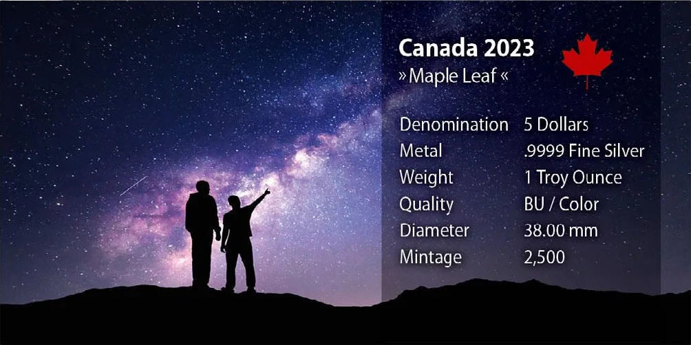 1 Unze Silber Maple Leaf Erde 2023 Das Universum