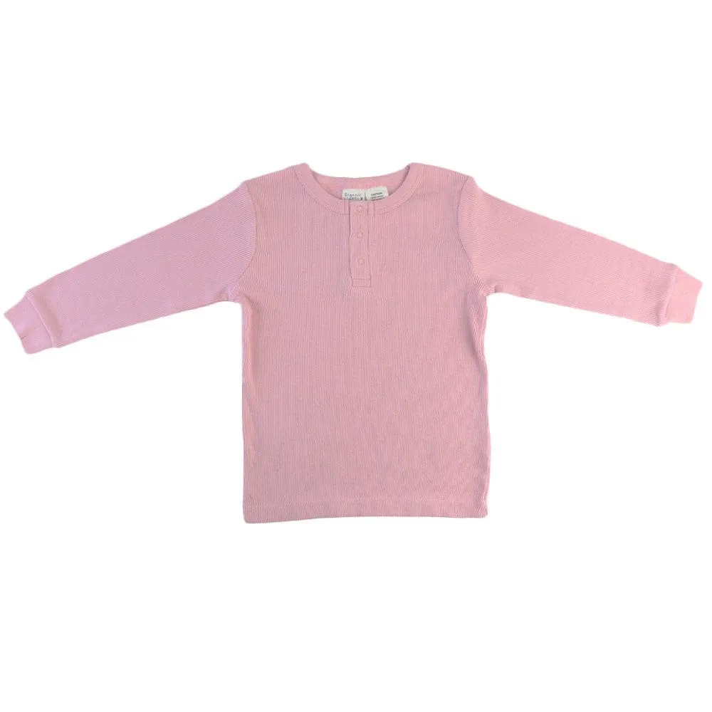 100% Organic Cotton Rib-Knit Winter Children's Pyjamas - Pop of Pink