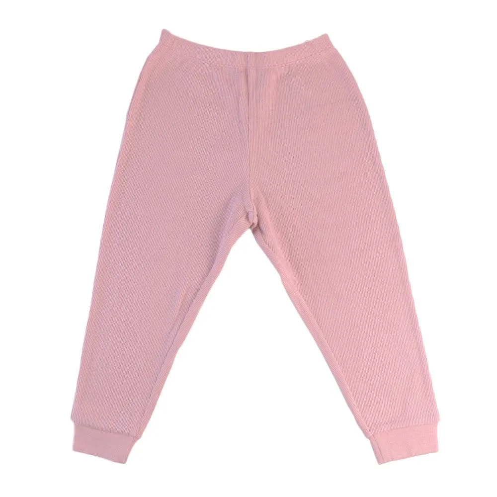 100% Organic Cotton Rib-Knit Winter Children's Pyjamas - Pop of Pink