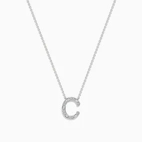 14 Karat White Gold Initial "C" Diamond Necklace