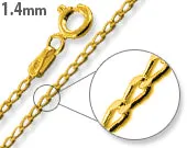 14K Gold Plated Sterling Silver Long Curb Chain 1.4MM