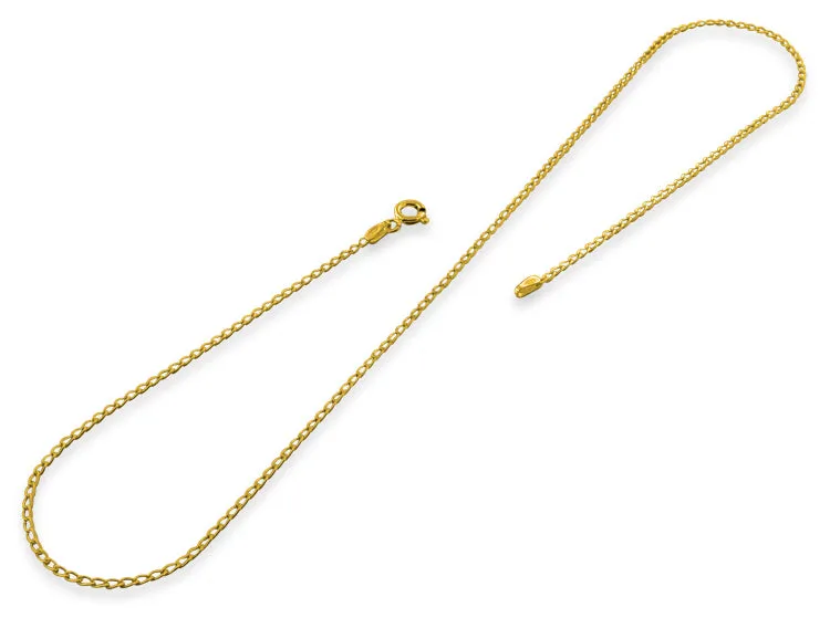 14K Gold Plated Sterling Silver Long Curb Chain 1.4MM