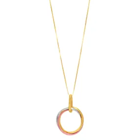 14k Tricolor Rose Gold Open Trinity Ring Pendant Necklace, 18"