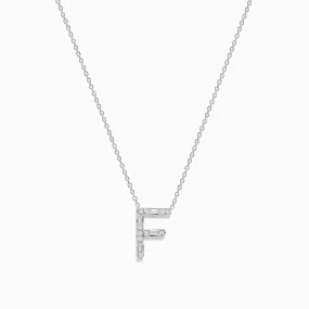 14K White Gold Diamond Initial "F" Pendant