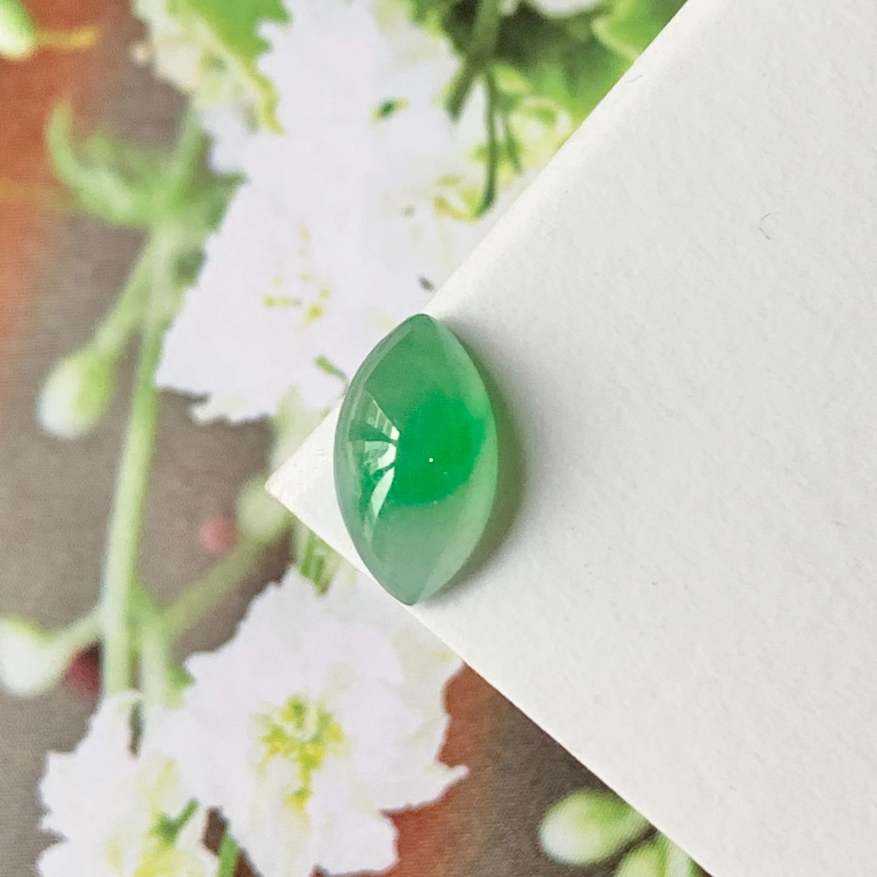 1.70cts A-Grade Natural Jadeite Navette Cabochon No.220558