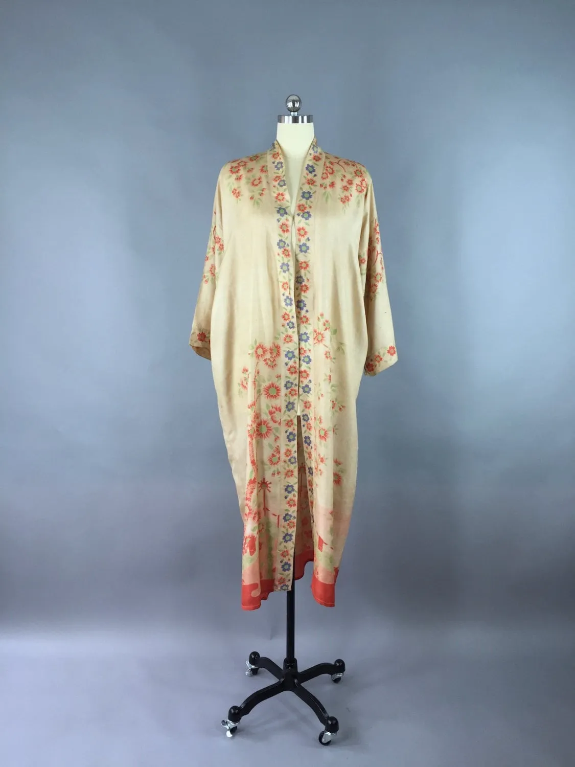 1920s Vintage Silk Kimono Robe / Art Deco 20s