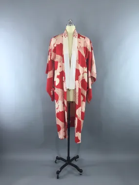 1930s Vintage Silk Kimono Robe / Art Deco Floral Waves