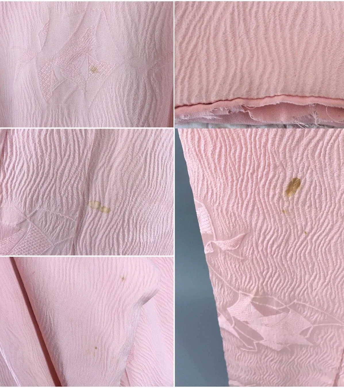 1950s Vintage Silk Kimono Robe in Pastel Pink