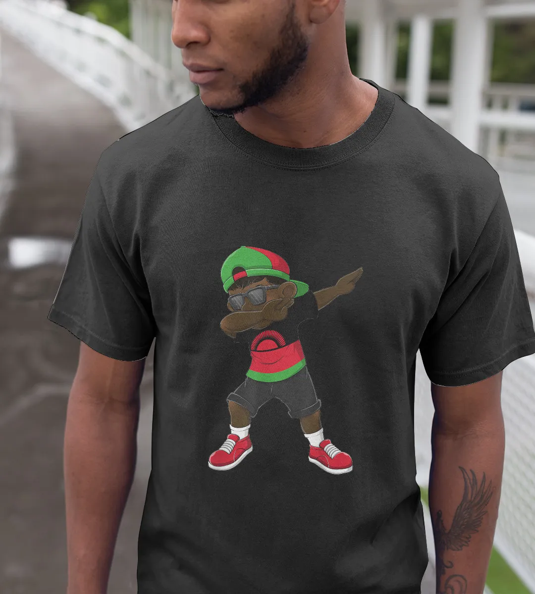 1sttheworld T-Shirt - Dabbing Boy Malawian T-Shirt Black A35