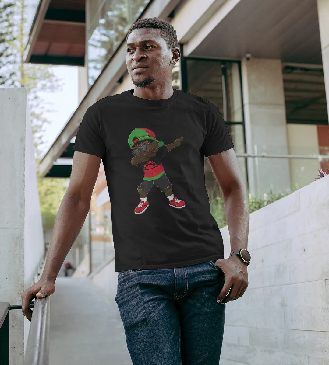 1sttheworld T-Shirt - Dabbing Boy Malawian T-Shirt Black A35