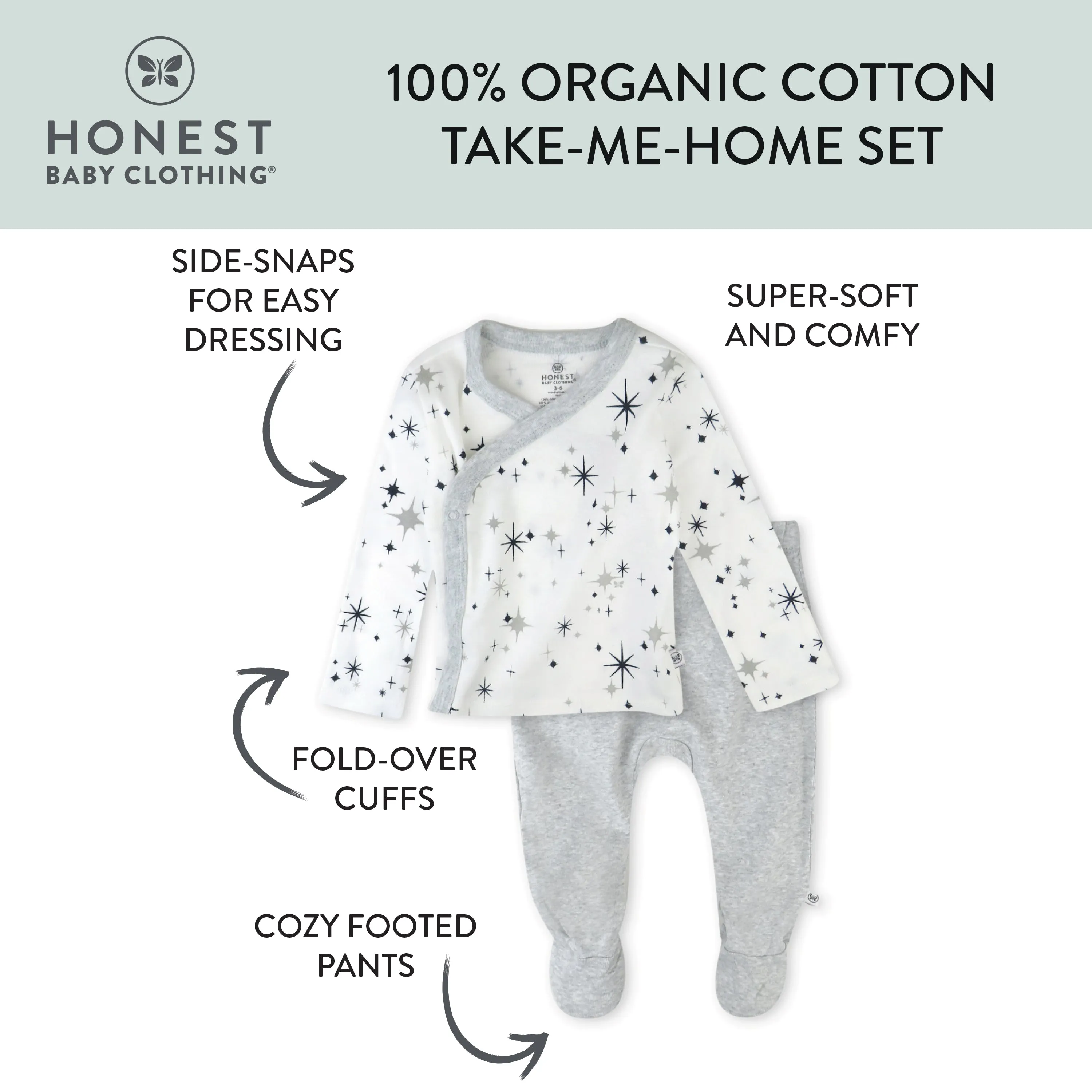 2-Piece Take-Me-Home Side-Snap Top and Pant Set