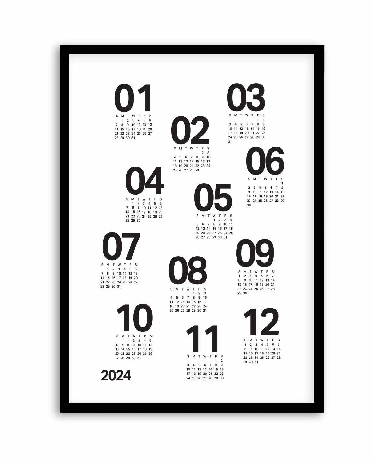 2024 Scatter Calendar B&W | Art Print