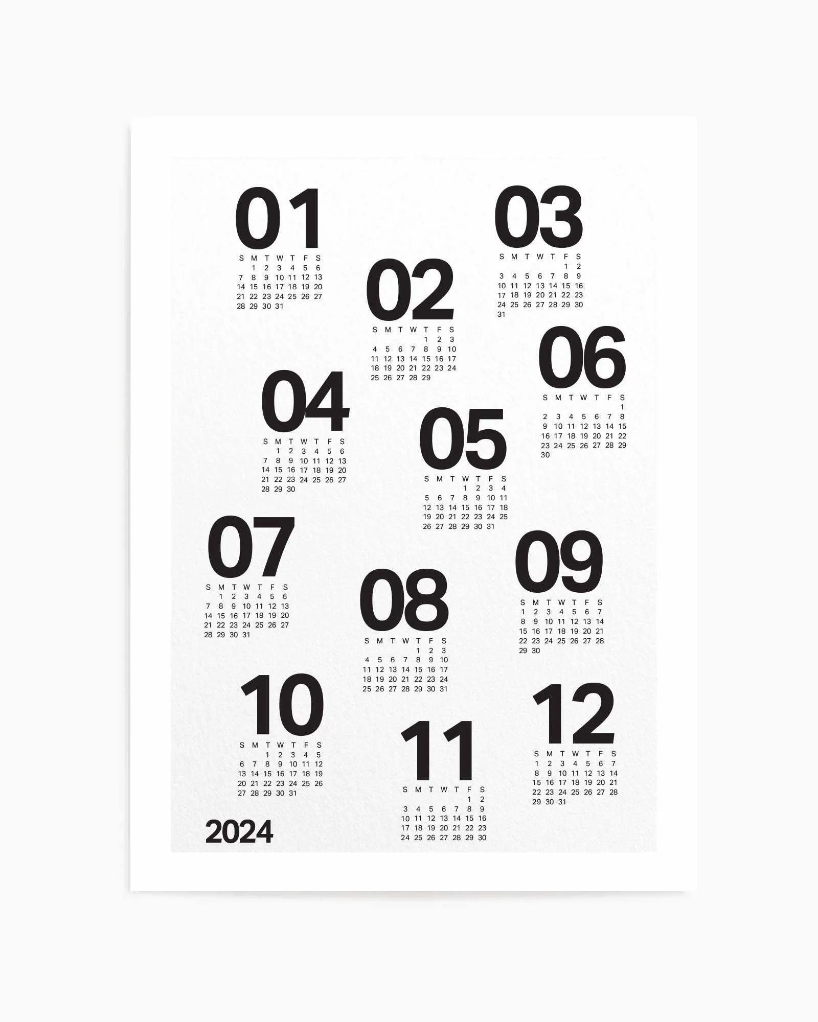 2024 Scatter Calendar B&W | Art Print