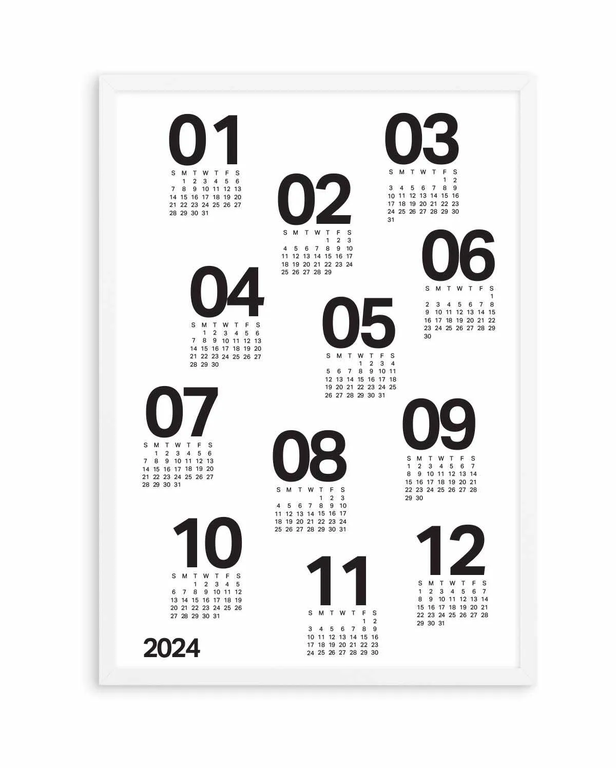 2024 Scatter Calendar B&W | Art Print