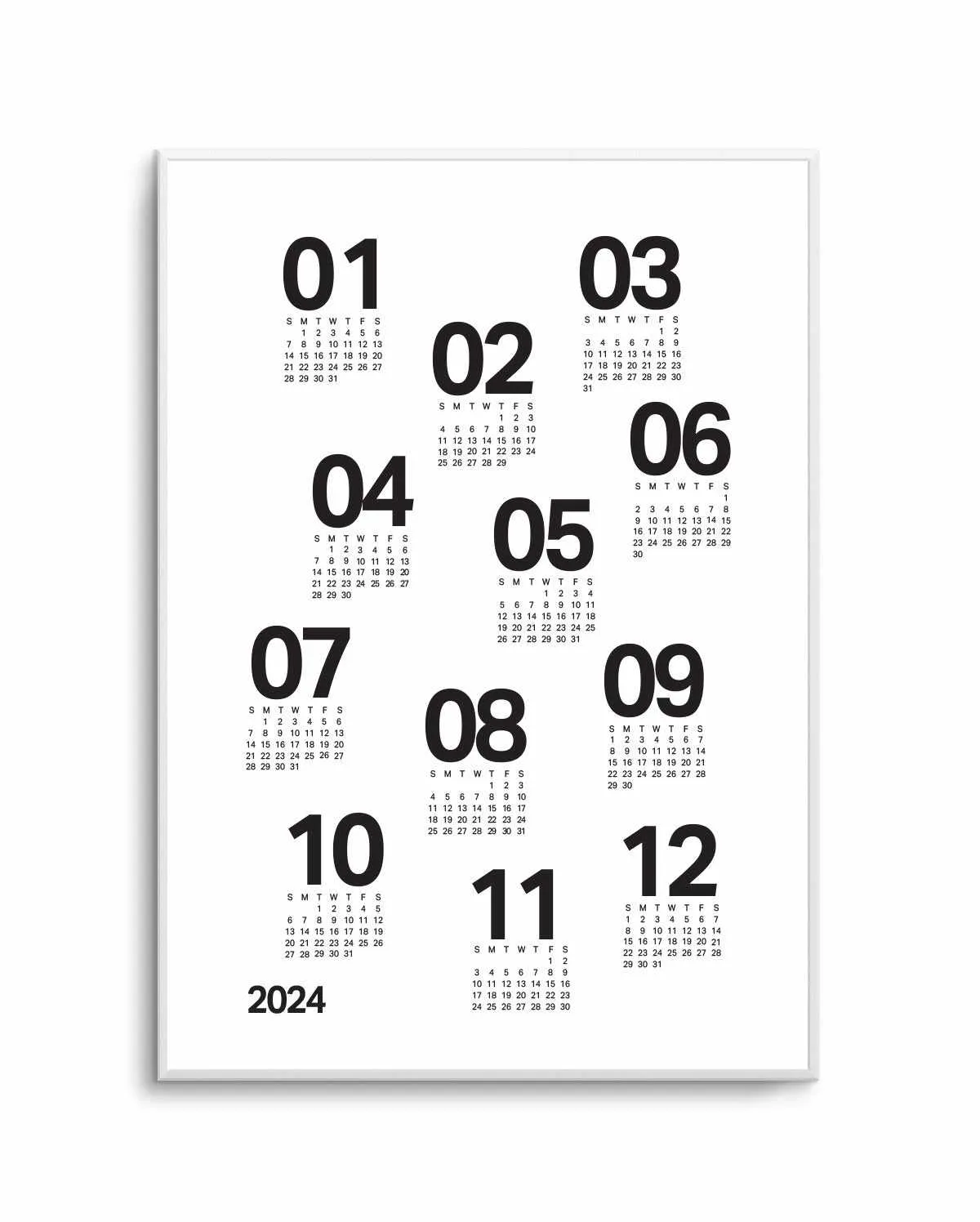 2024 Scatter Calendar B&W | Art Print