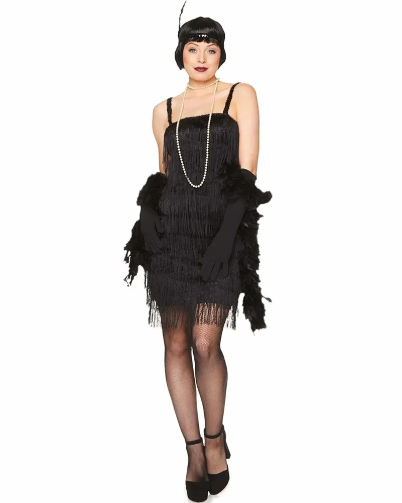 20s Black Flapper Dress Womens Costume