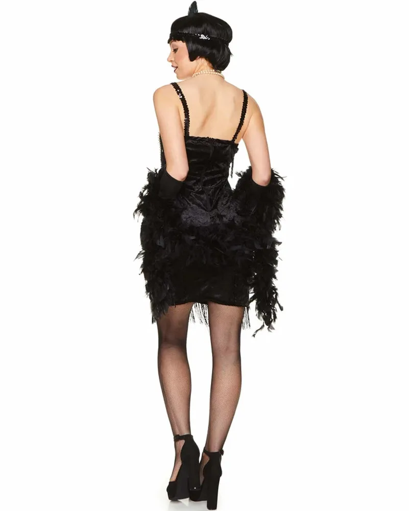 20s Black Flapper Dress Womens Costume