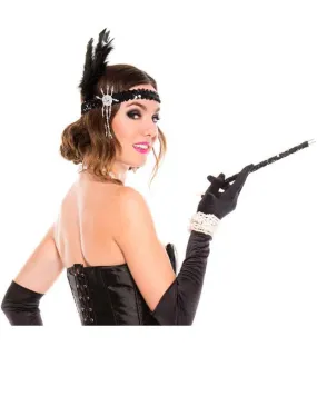 20s Flapper Headband Gloves and Cigarette Holder Kit