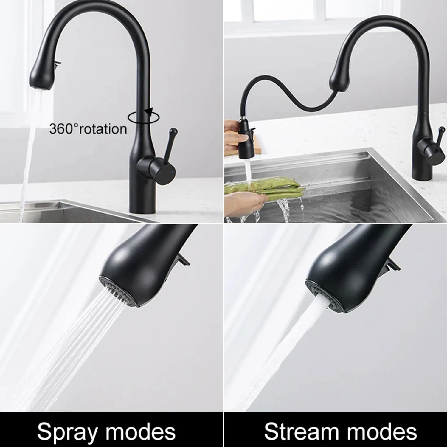 360° Rotatable Pull Out Kitchen Sink Tap