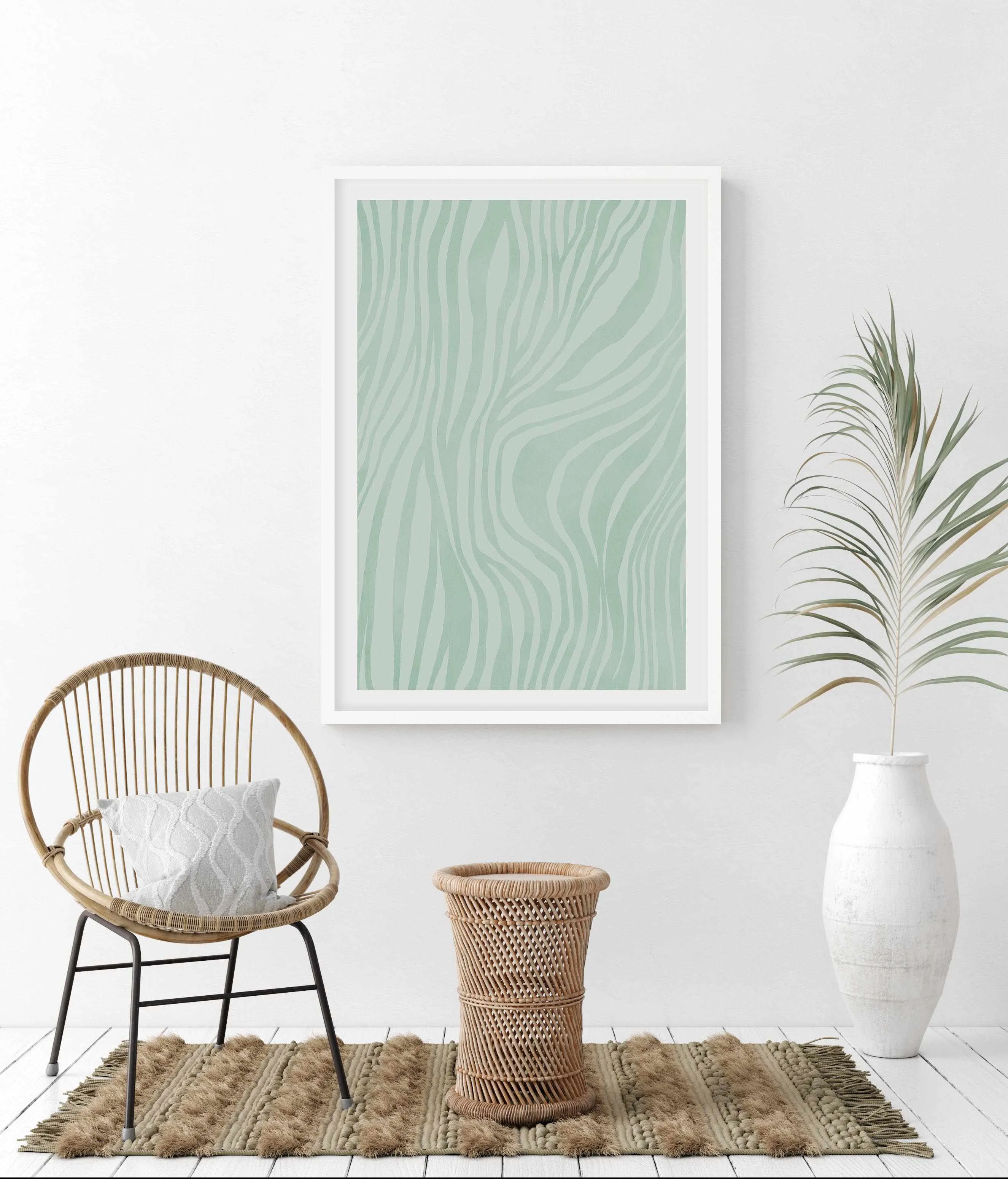 Abstract Green Lines Art Print