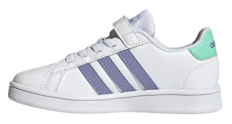 adidas Grand Court EL Childrens Trainers - Girls - White/Light Purple/Pulse Mint