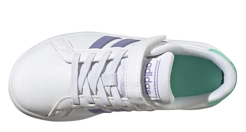 adidas Grand Court EL Childrens Trainers - Girls - White/Light Purple/Pulse Mint