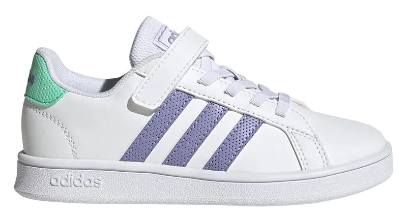 adidas Grand Court EL Childrens Trainers - Girls - White/Light Purple/Pulse Mint