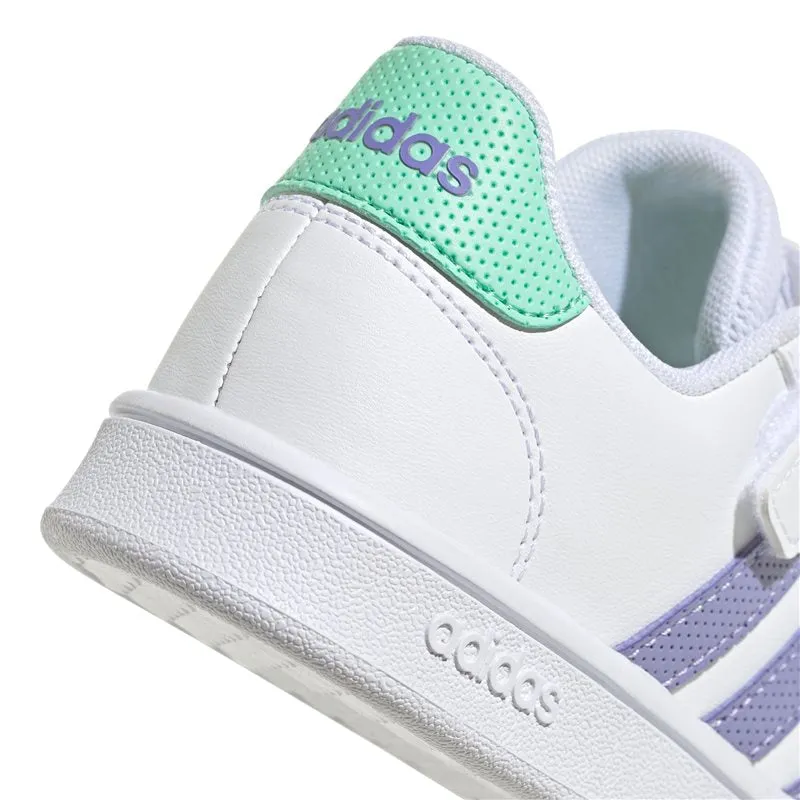 adidas Grand Court EL Childrens Trainers - Girls - White/Light Purple/Pulse Mint