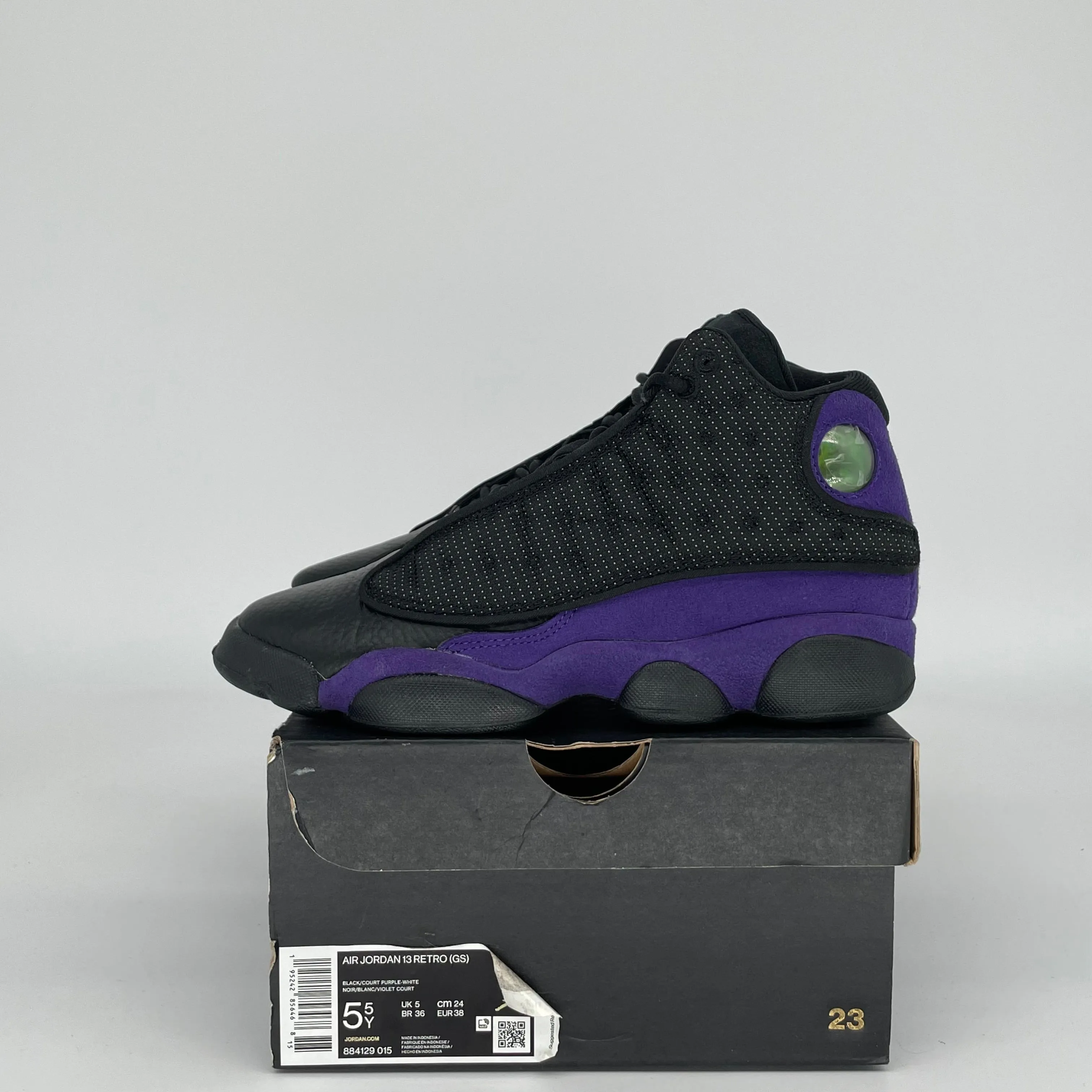 AIR JORDAN 13 COURT PURPLE BLACK SIZE 5.5Y 884129-015