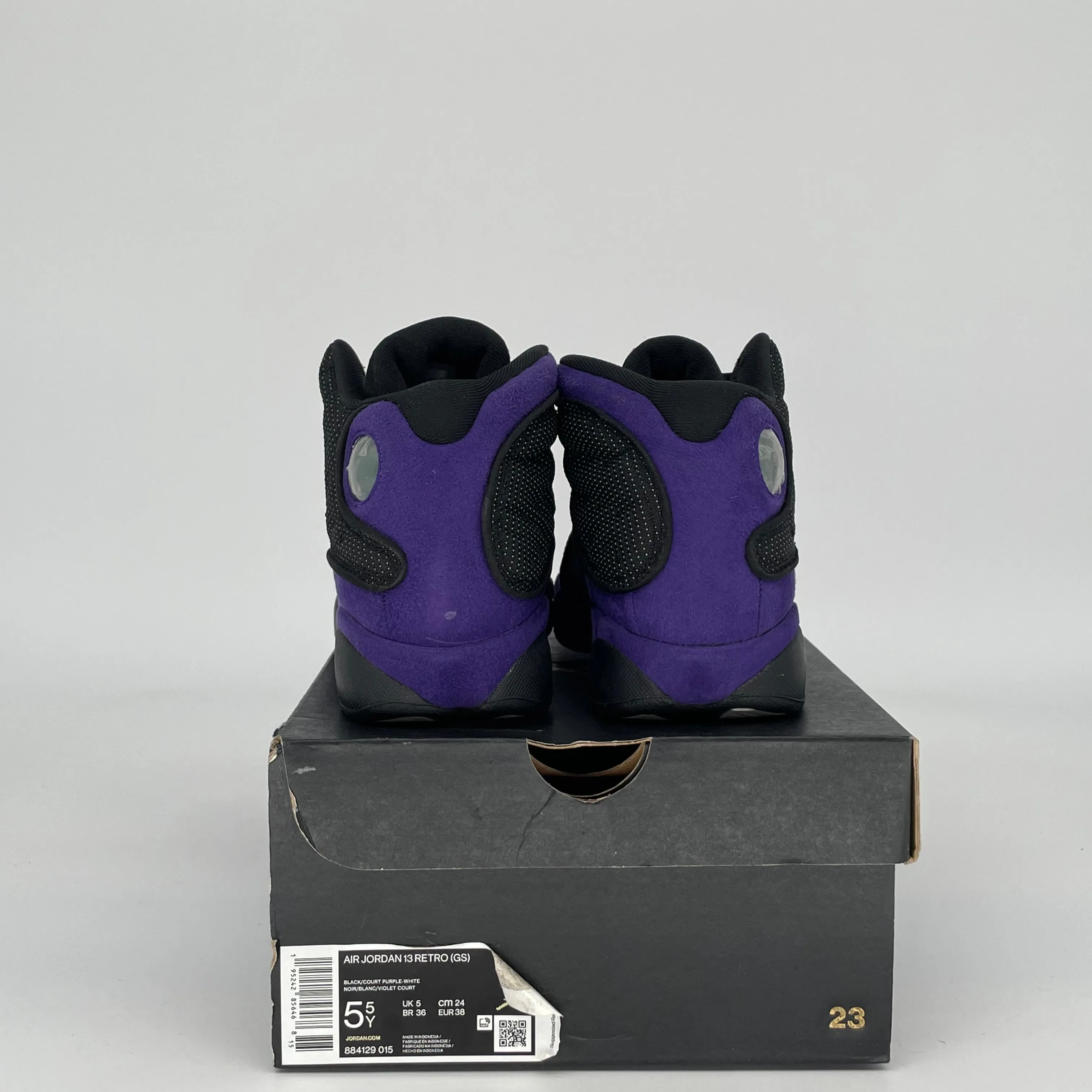 AIR JORDAN 13 COURT PURPLE BLACK SIZE 5.5Y 884129-015