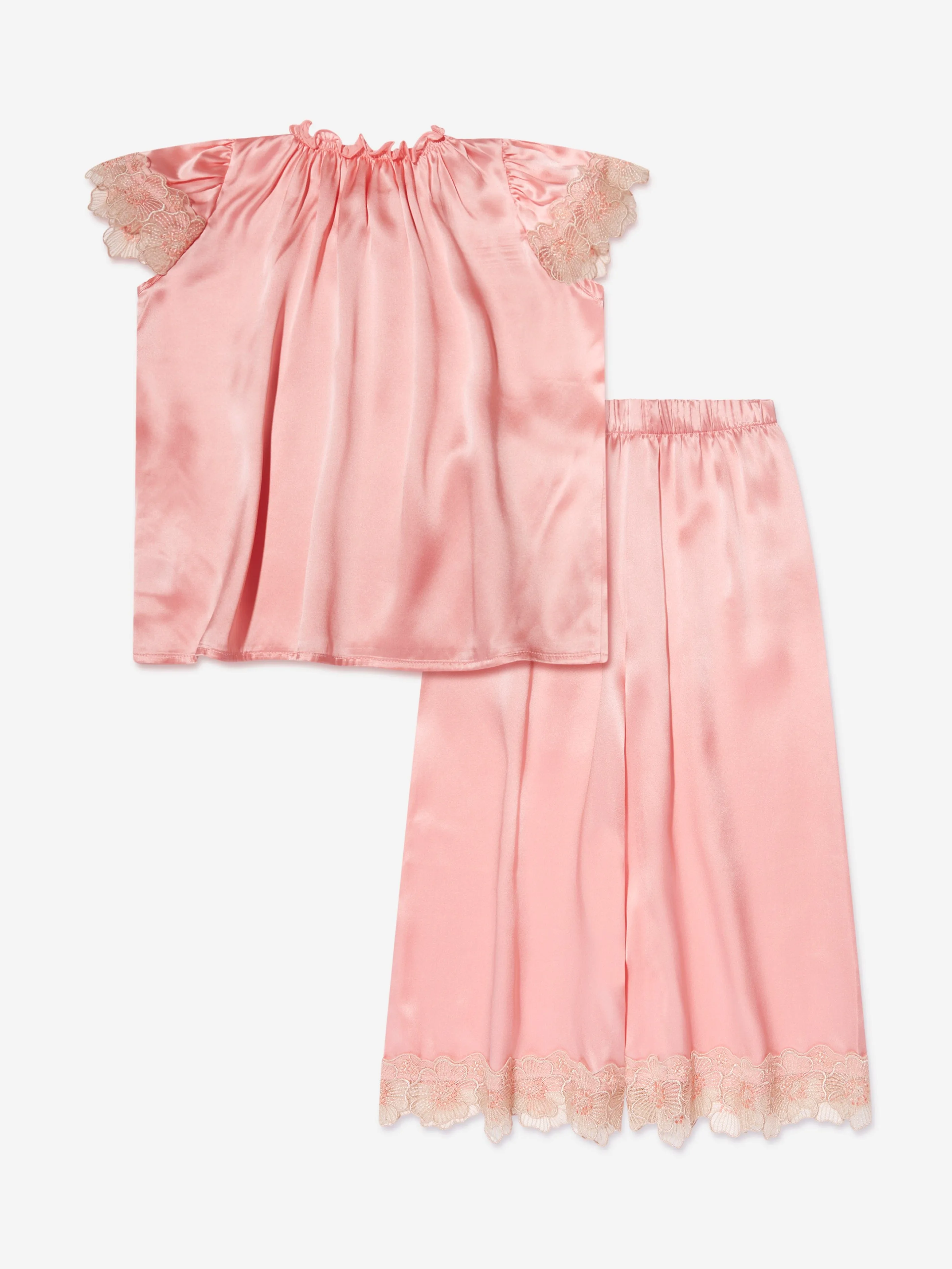 Amiki Children Girls Silk Angelina Pyjama Set in Pink