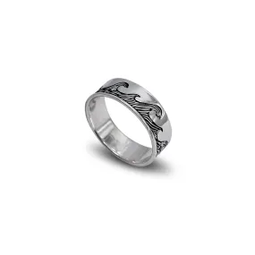 Antique Finish Wave Texture Band Ring (Silver)