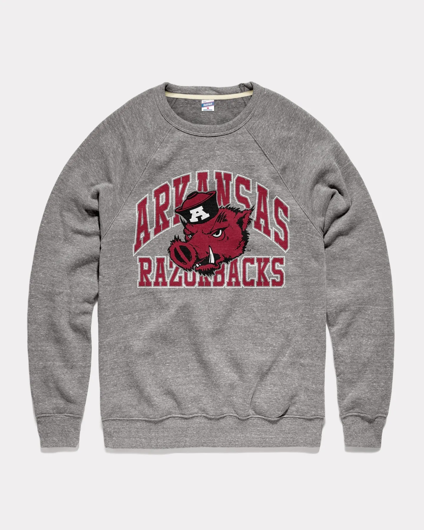 Arkansas Razorback Arch Vintage Grey Crewneck