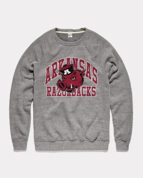 Arkansas Razorback Arch Vintage Grey Crewneck