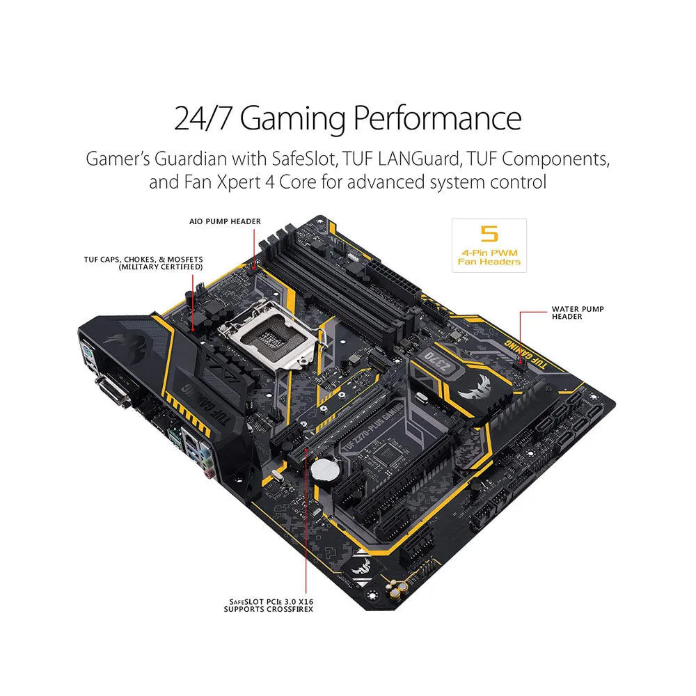 Asus TUF Z370 Plus Intel LGA 1151 ATX gaming motherboard with Aura Sync RGB