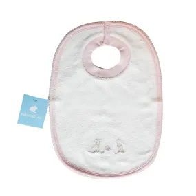 Babero  Babycottons Comer Labrador Lara Blanco Rosa