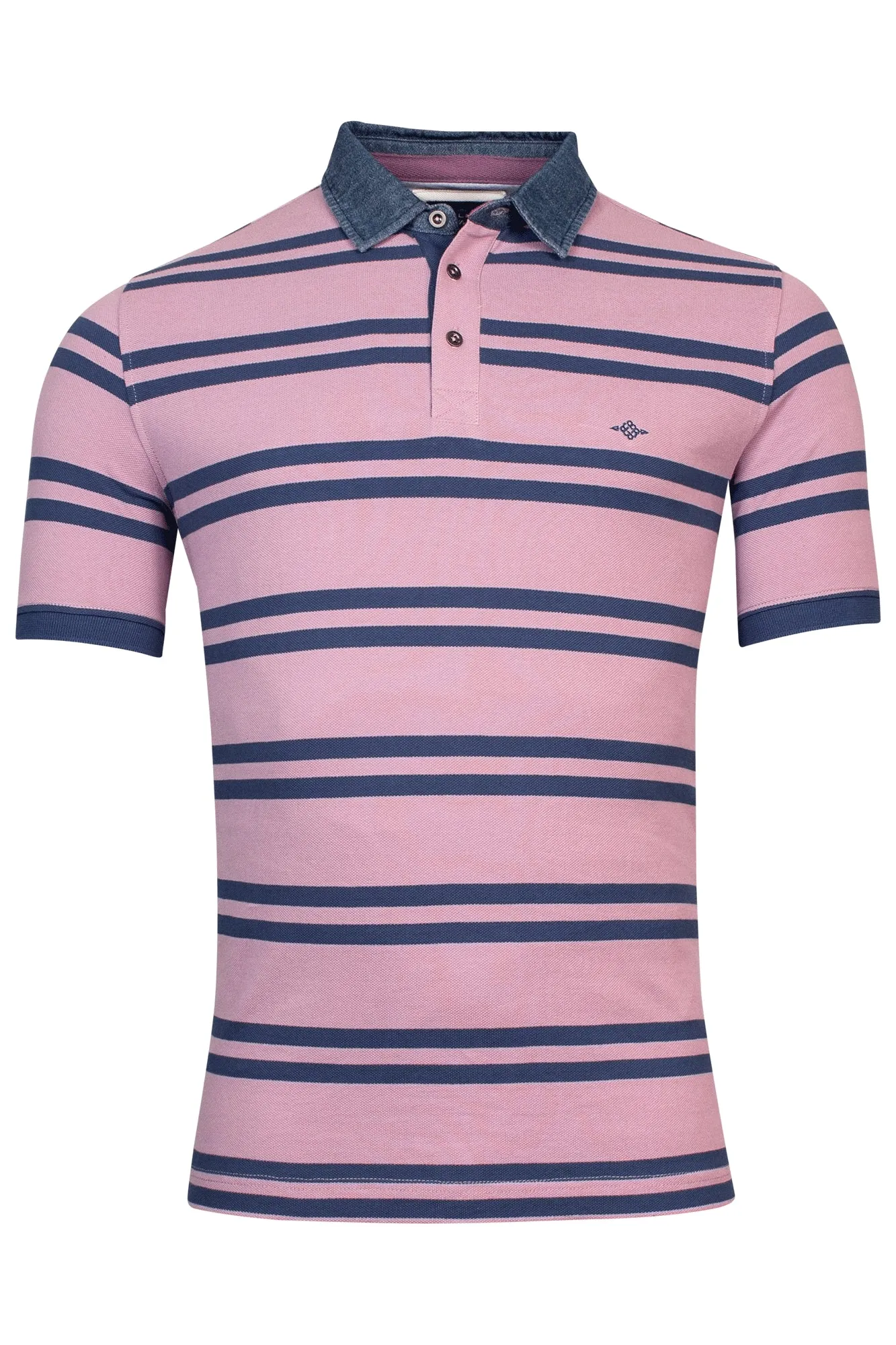 Baileys Denim Collar Pink & Navy Polo Pink