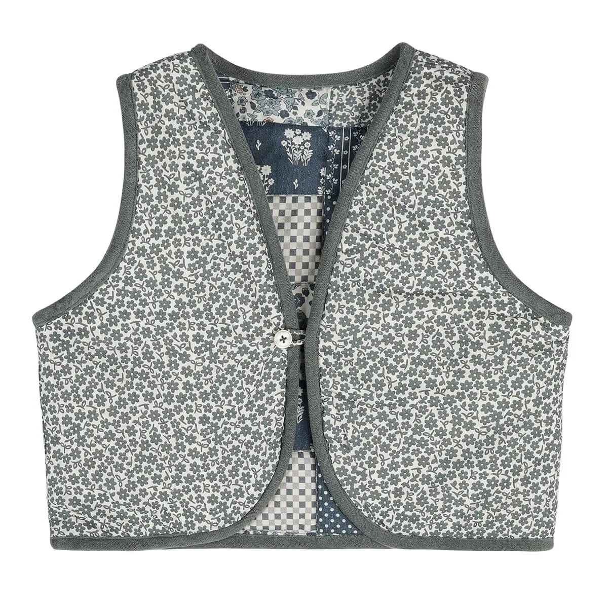 Bay Waistcoat in Patchwork Print Floral by Little Cotton Clothes