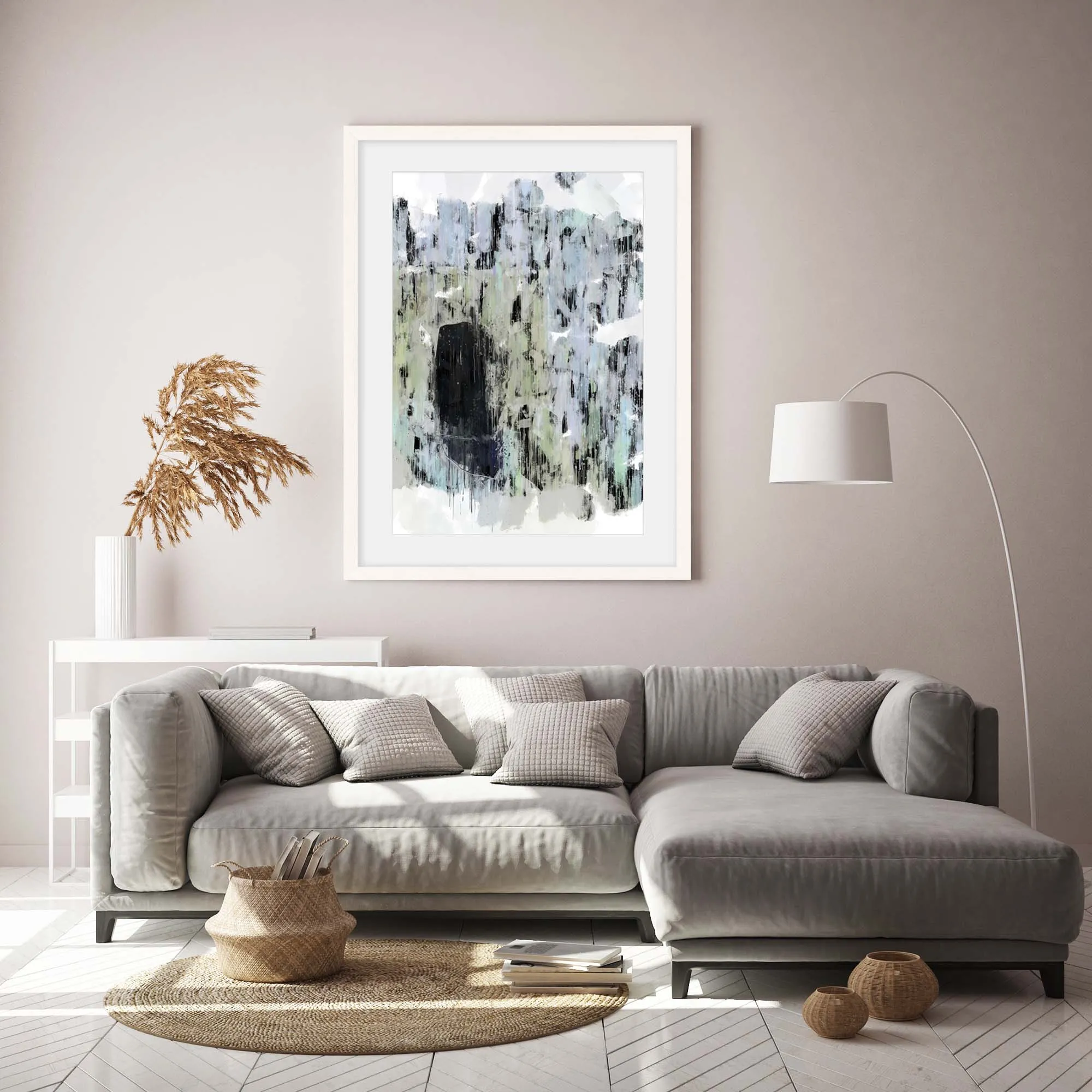 Black Abstract Texture Framed Art