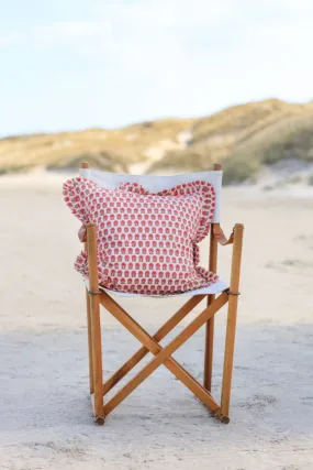 Black Colour - Bcflora Cushion Cover With Frill - Bouquet Pink