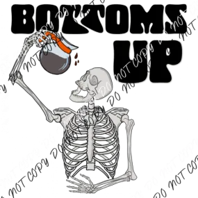 Bottoms Up Skeleton Coffee Skeleton DTF Transfer