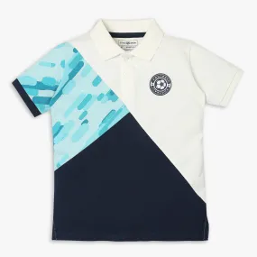 Boys Regular Fit Cut and Sew Polo T-Shirt