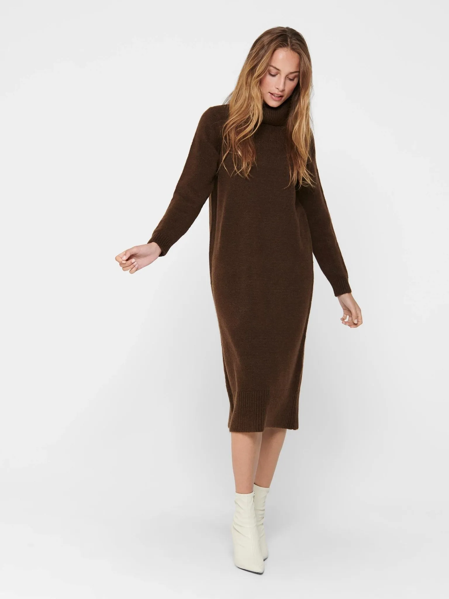 Brandie Roll Neck Dress - Chicory Coffee