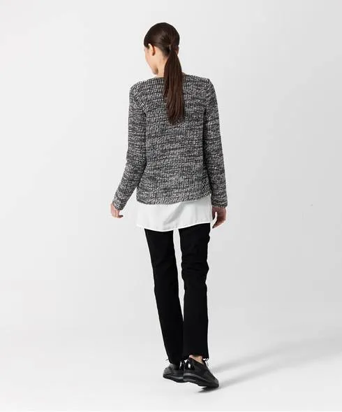 BRAX - Bette - Cardigan à mailles - Noir/Gris/Blanc