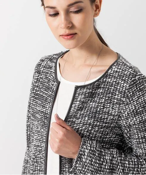 BRAX - Bette - Cardigan à mailles - Noir/Gris/Blanc