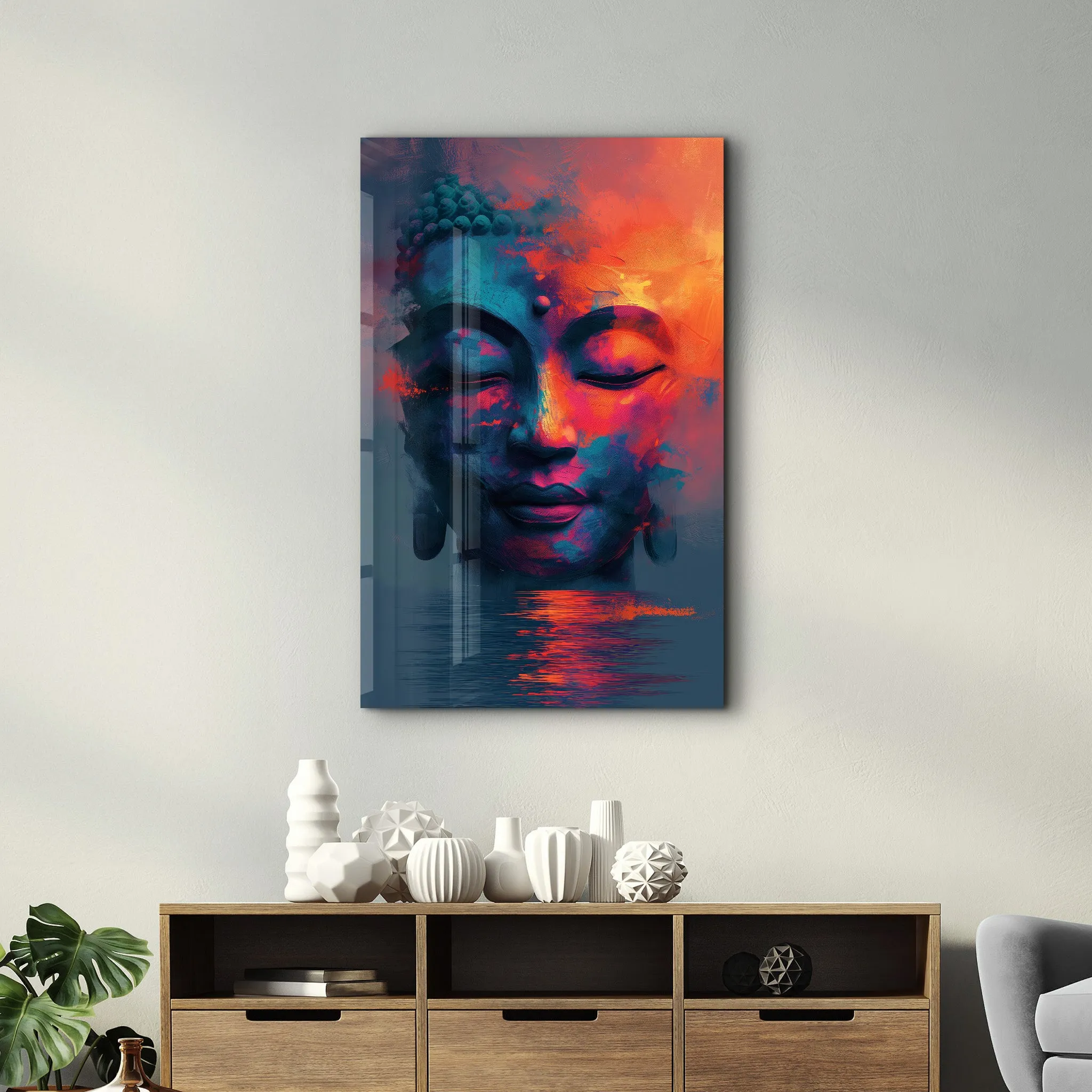 Buddha Oil Painting Style | Designers Collection Glass Wall Art