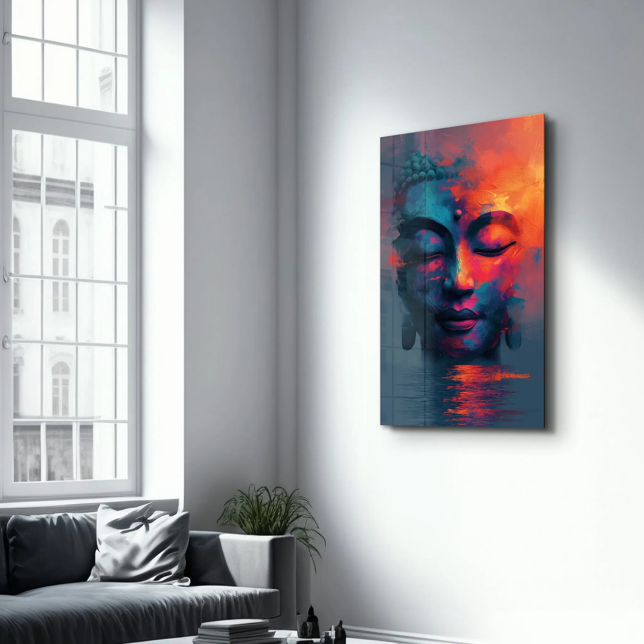 Buddha Oil Painting Style | Designers Collection Glass Wall Art