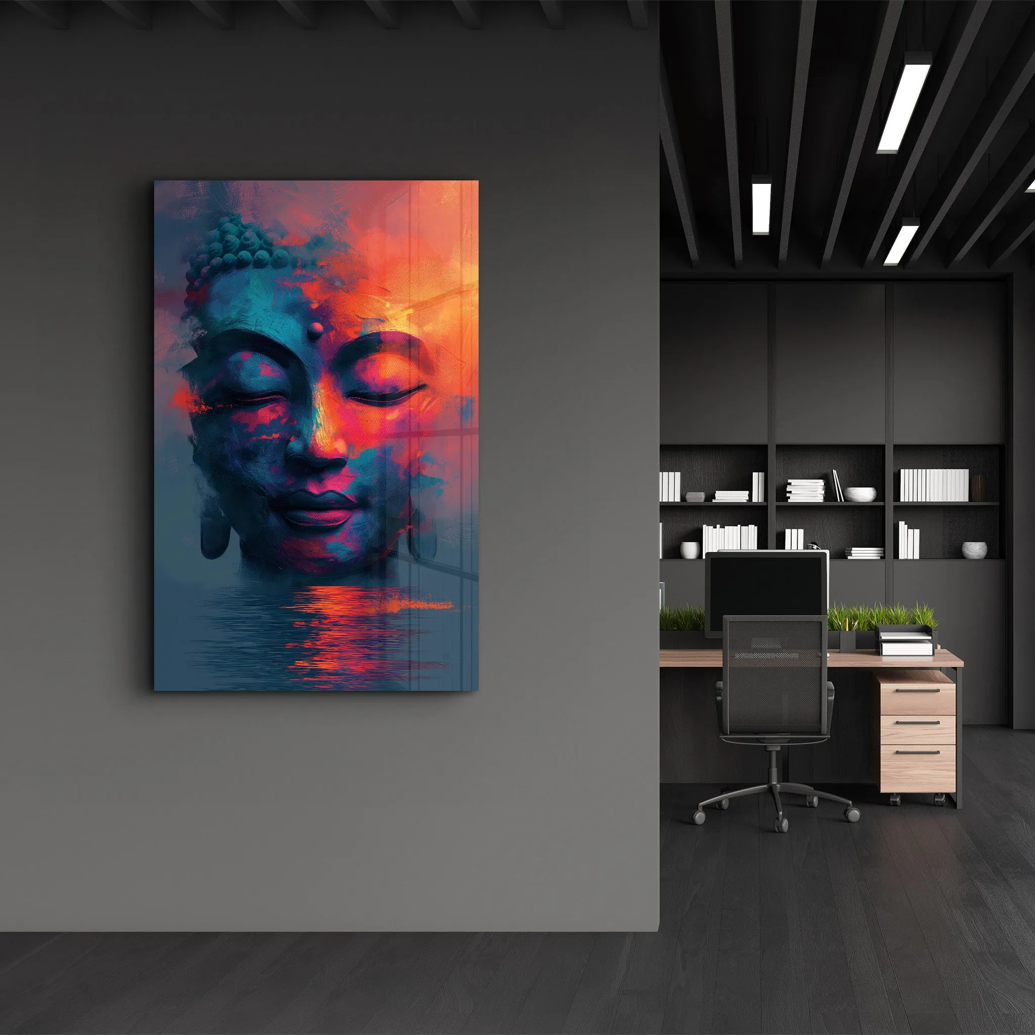 Buddha Oil Painting Style | Designers Collection Glass Wall Art