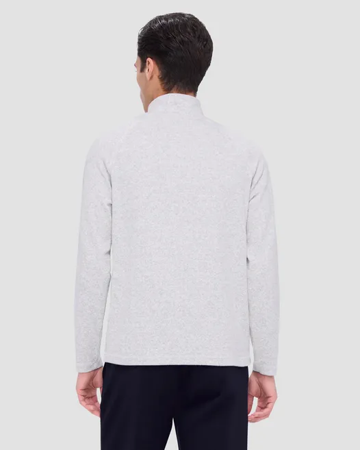 Bugatchi Diagonal Pinstripe Quarter Zip Pull Over | Cement